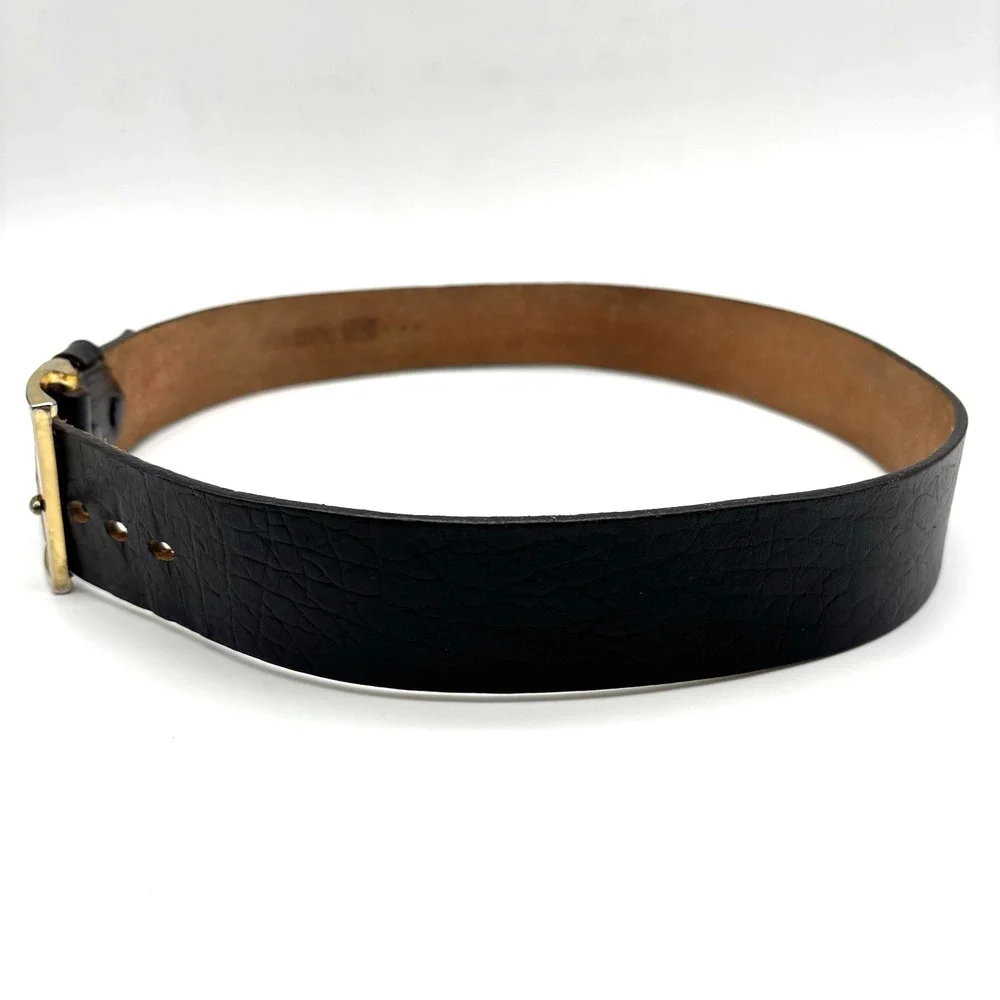Vintage 70s SEARS 40381 Black Full Grain Steerhide Leather Western Belt 36
